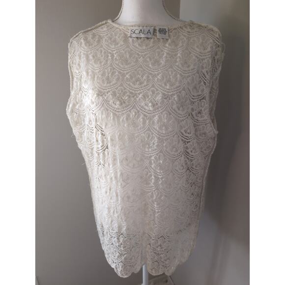 Vintage Scala beaded lace feminine pearl layering cardigan coverup XL - Picture 10 of 11